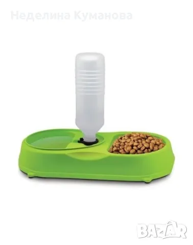 ❌ Двойна купа за куче или котка с диспенсър за вода, снимка 1