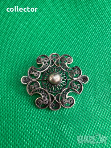 Винтидж сребърна брошка с филигран. №7681