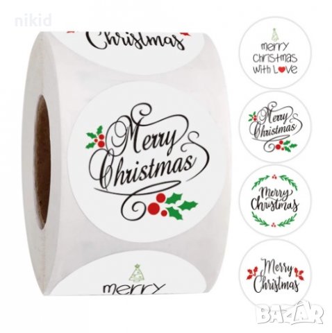 100 бр Merry Christmas Коледа Коледни микс малки самозалепващи лепенки стикери за ръчна, снимка 1 - Други - 38022583
