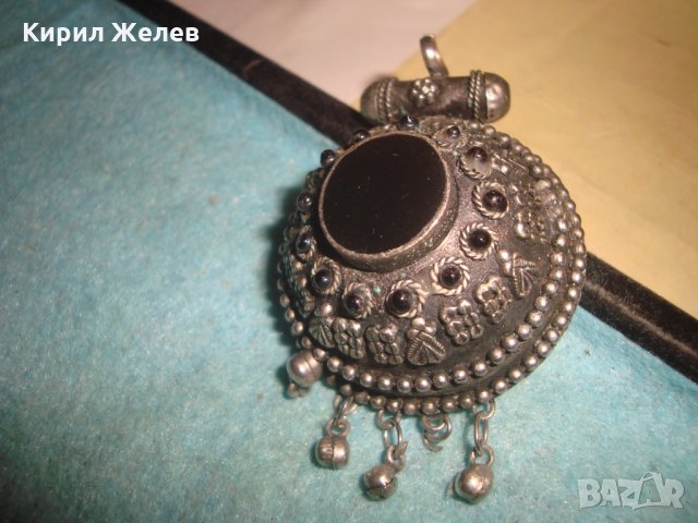 СТАРО ОСМАНСКО САЧАНЕНО УКРАШЕНИЕ с ШЛИФОВАН ЧЕРЕН ОНИКС ГРАНУЛАЦИЯ ЕТНО БИЖУ МАЙСТОРСКАРАБОТА 25877, снимка 5 - Антикварни и старинни предмети - 35585206
