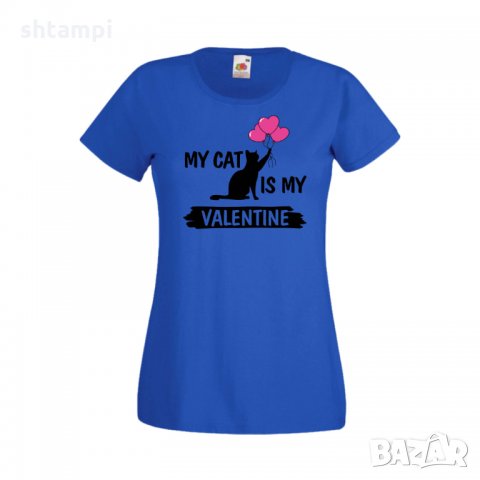 Дамска тениска Свети Валентин My Cat Is My Valentine 2