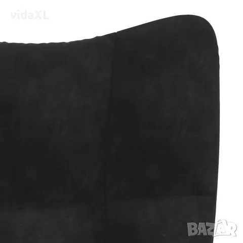 vidaXL Релаксиращ фотьойл с табуретка, черен кадифе, снимка 10 - Столове - 56146930