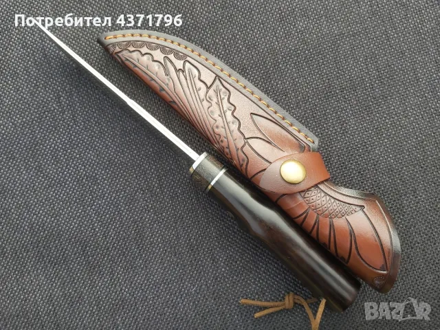 Висококачествен ръчно изрработен нож с кожена кания, снимка 4 - Ножове - 48866253