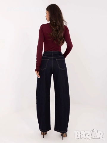 Тъмносини дамски дънки с балон кройка, снимка 4 - Дънки - 52508104