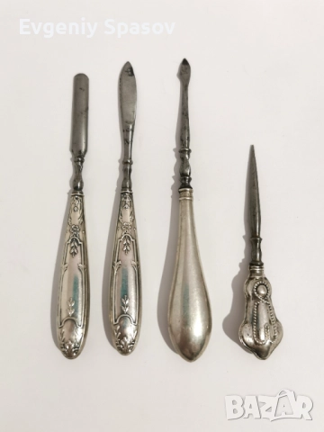 Антични Инструменти със Сребърни дръжки, снимка 2 - Антикварни и старинни предмети - 51585881