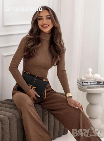 Дамски комплект от блуза и панталон с поло яка в райета Carolann, 4цвята , снимка 6 - Комплекти - 51896289