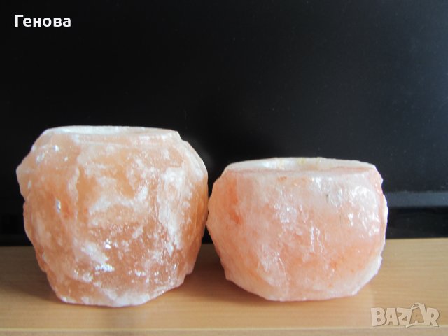 Свещници от хималайска сол в естествена форма, снимка 3 - Декорация за дома - 42201764