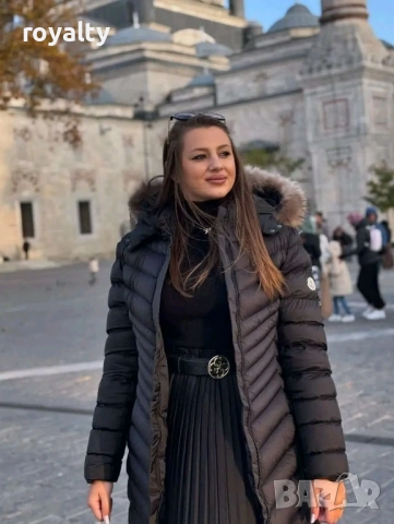 Moncler Дълго Зимно Дамско Яке С Качулка И Пух Монклер 