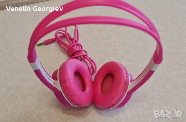 Жични детски слушалки BuddyPhones Travel, Light Pink