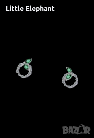 Outlet Sale Сребърни обеци с кристали и зелени листенца/нови, снимка 1 - Колиета, медальони, синджири - 44599891