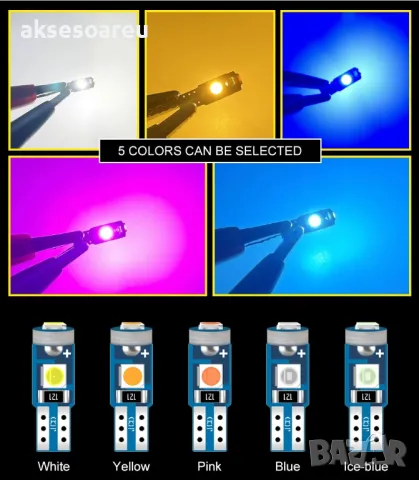 Нови 10 бр. малки габаритни крушки за осветление на арматурно табло T5 3SMD LED супер ярък 3030 LED , снимка 5 - Аксесоари и консумативи - 50391111