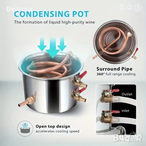 Казан/дестилатор за ракия ,етерични масла,вода  -50л, снимка 2 - Други стоки за дома - 51431138