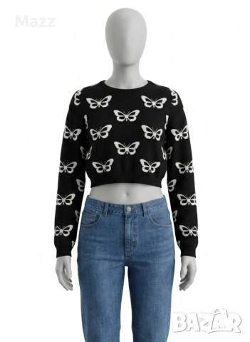 Две блузки (1 кроп топ пуловер и 1 летен кроп топ)