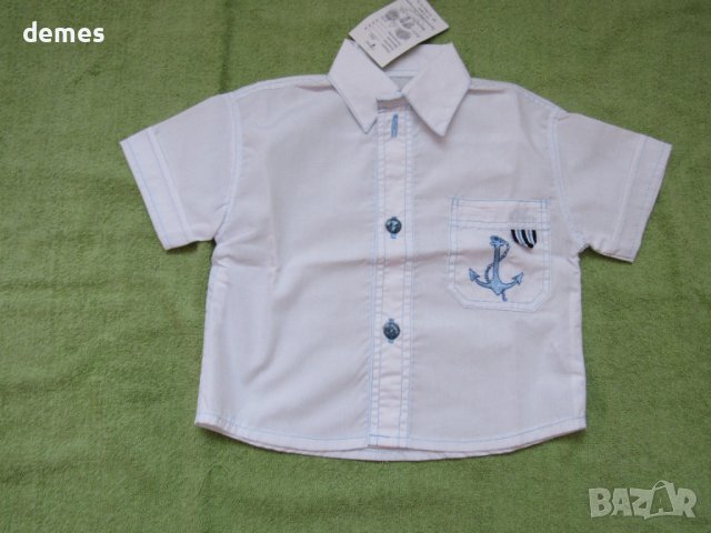 Бяла детска ризка с бродирано джобче размер 86 и 110, нова, снимка 2 - Детски ризи - 11087582
