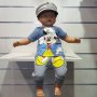 Нов бебешки моряшки сет/лот: комплектче Мики Маус с капитанска шапка, 3-6 месеца
