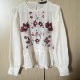 Копринена блуза с бродерии Zara, снимка 1 - Ризи - 31599102