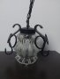 Висяща лампа ковано желязо и стъкло + Подарък LED крушка