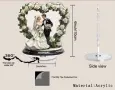 въртяща 360 ° Сватбена Двойка синя Арка сърце цветя 2D Акрилна Фигурка топер за торта връх, снимка 8