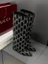 Gucci Луксозни Дамски Черни Високи Ботуши С Бляскави Камъни И Елегантен Заострен Връх Код SEM-845, снимка 7