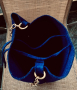 Чанта цвят ултрамарин със златен синджир, снимка 7
