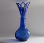 Синя стъклена ваза, уникат, снимка 1