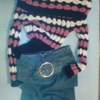 Комплект дънкова пола и пуловер, снимка 1 - Поли - 31553219