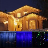 LED Коледна Украса за къщи външно вътрешно: Завеси/висулки/фиг/макруч, снимка 6 - Лед осветление - 30483827