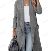 Ежедневно дамско леко палто с големи предни джобове, 5цвята - 023 , снимка 4 - Палта, манта - 42145724