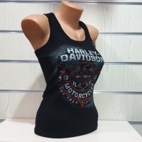 Нов дамски черен потник с дигитален печат HARLEY DAVIDSON, снимка 7 - Потници - 29689634