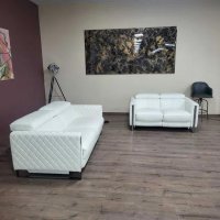 Бял кожен комплект дивани тройка и двойка с релаксиращ механизъм, снимка 10 - Дивани и мека мебел - 42422381