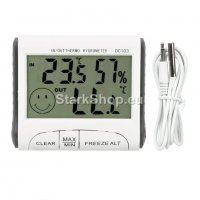 Дигитаелн термометър, влагомер с вътрешна и външна температура, снимка 1 - Други инструменти - 38491660