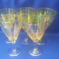 Стъклени чаши за концентрат или вино, богата ръчна инкрустация, столче, седефен ефект, снимка 10 - Чаши - 40783411