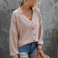 Дамска блуза с дълъг ръкав в бледорозов цвят, снимка 14 - Блузи с дълъг ръкав и пуловери - 40503667