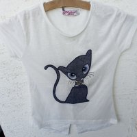 Блузка с котка №128, снимка 1 - Детски Блузи и туники - 33818218