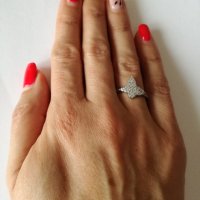 Сребърен пръстен с цирконий „ Пеперуда ”. Сребро проба 925., снимка 1 - Пръстени - 38679285
