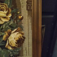 Страхотен гоблен рози масивна дървена рамка , снимка 5 - Гоблени - 42462639