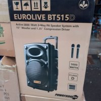 !█▬█ █ ▀█▀ Караоке Колона 15 инча Eurolive bt515d 3000w еквалайзер 2 микроф ,акумулатор Bluetooth FM, снимка 3 - Тонколони - 37644766