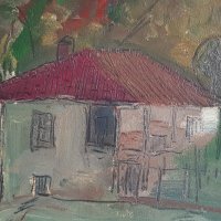 Цветан Цонев 1936 - 2004 Край морето Къщи 1982г. маслени бои, снимка 6 - Картини - 39332247