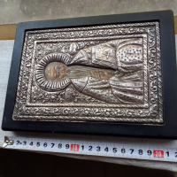 Голяма гръцка сребърна икона със сертификат, снимка 7 - Антикварни и старинни предмети - 36448444