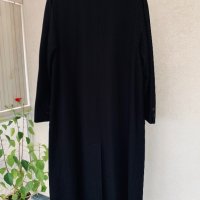 Черно дълго вълнено палто модерна кройка, снимка 1 - Палта, манта - 35407428