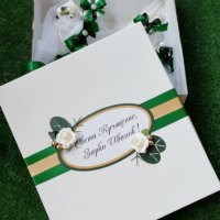 Комплект за кръщене в зелено, снимка 1 - Подаръци за кръщене - 37322913
