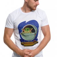 Нова мъжка тениска с дигитален печат Бейби Йода, Междузвездни войни (Star Wars), снимка 3 - Тениски - 28344819