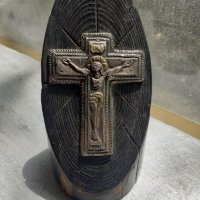Възрожденски сребърен кръст с позлата на дърво, снимка 1 - Антикварни и старинни предмети - 36854645