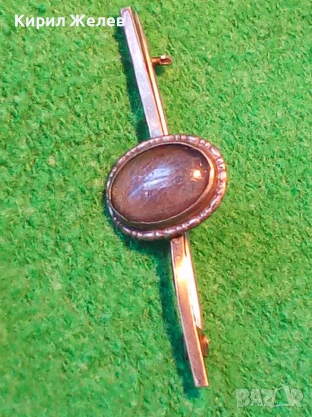 СТАРИННА СРЕБЪРНА СКЪПОЦЕННА АРТ ДЕКО БРОШКА с ШЛИФОВАН СКЪПОЦЕНЕН КРИСТАЛ МАЙСТОРСКА РАБОТА 25122, снимка 1