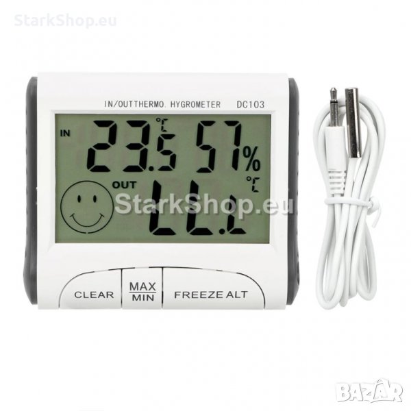 Дигитаелн термометър, влагомер с вътрешна и външна температура, снимка 1