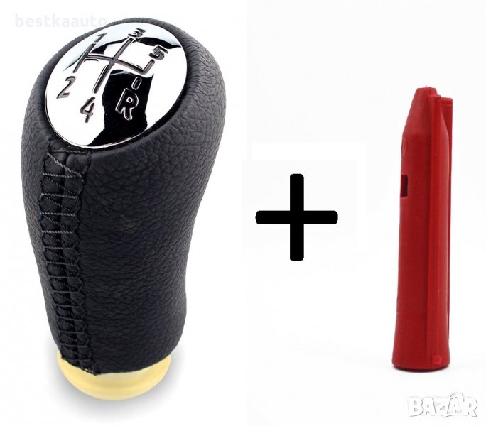 Кожена топка за скоростен лост Дачия Логан Сандеро Дъстър Докер + адаптер, снимка 1