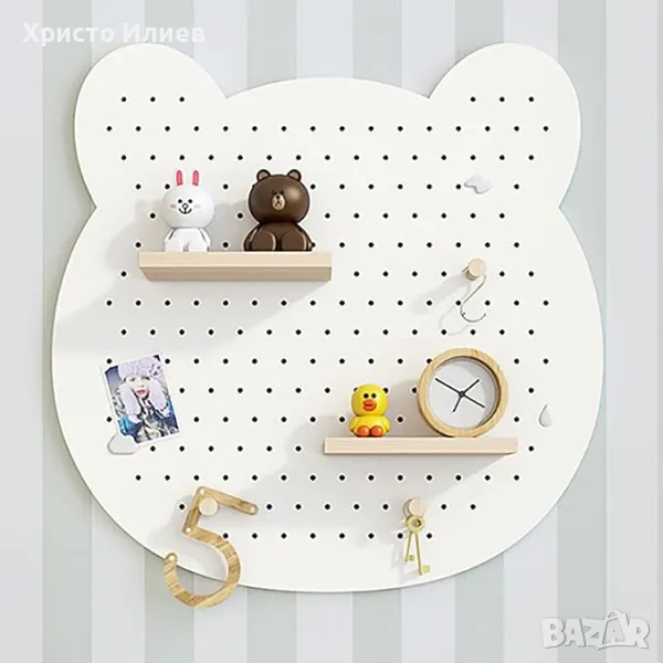 Рафт за стена детска стая Стенен рафт Органайзер Мече, снимка 1