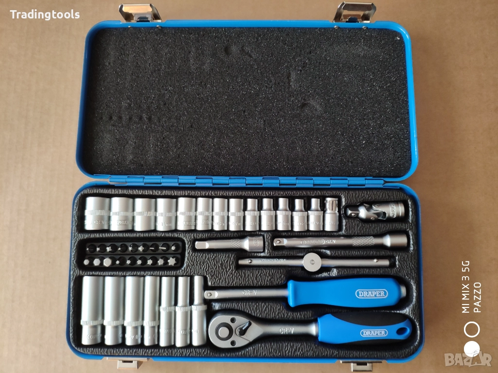 DRAPER гедоре /гидория 1/4 45части вложки камъни комплект метална кутия, снимка 1