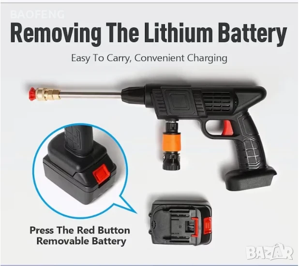 Нова 6000mah 48V 2 батерии АКУМУЛАТОРНА ВОДОСТРУЙКА за кола дом градина 30 bar от вносител, снимка 1