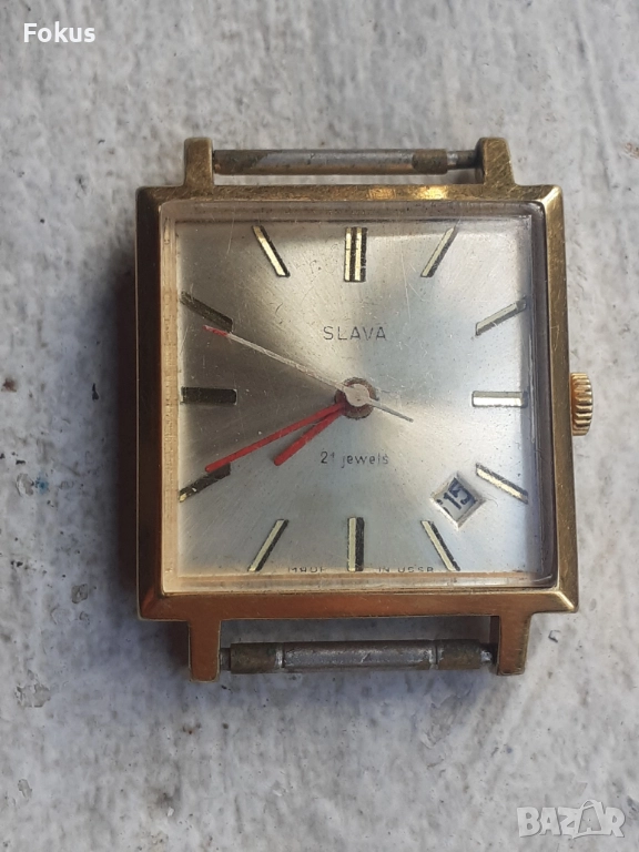 Мъжки механичен часовник Слава - 20 микрона позлата, снимка 1